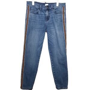 Sneak Peek Cropped Straight Leg Racing Stripe Jean